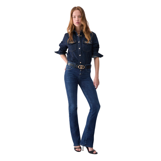 Jeans Donna Blu, modello flare, con bottoni