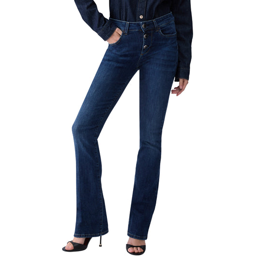 Jeans Donna Blu, modello flare, con bottoni
