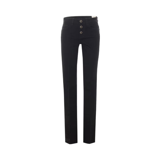 Jeans Donna Nero, modello flare, con bottoni