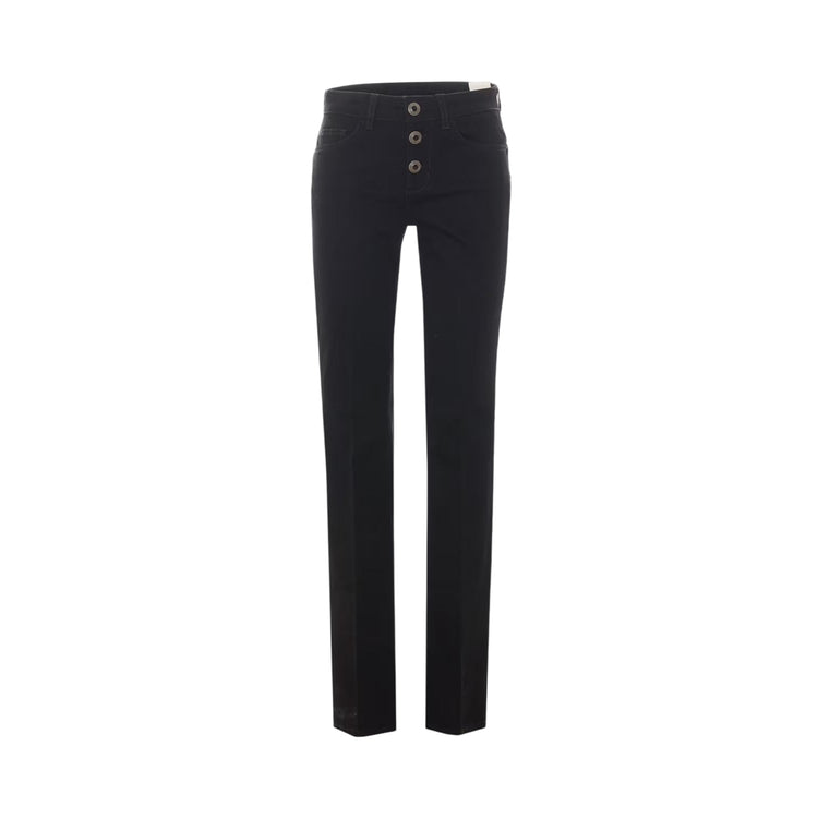 Jeans Donna Nero, modello flare, con bottoni