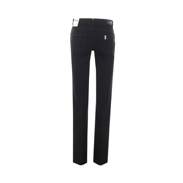 Jeans Donna Nero, modello flare, con bottoni
