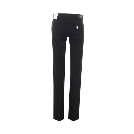 Jeans Donna Nero, modello flare, con bottoni