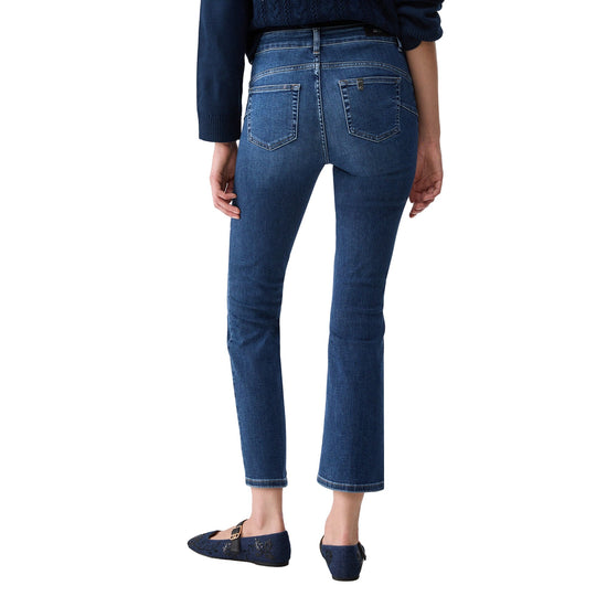 Jeans bootcut Donna con strass al fondo modella retro