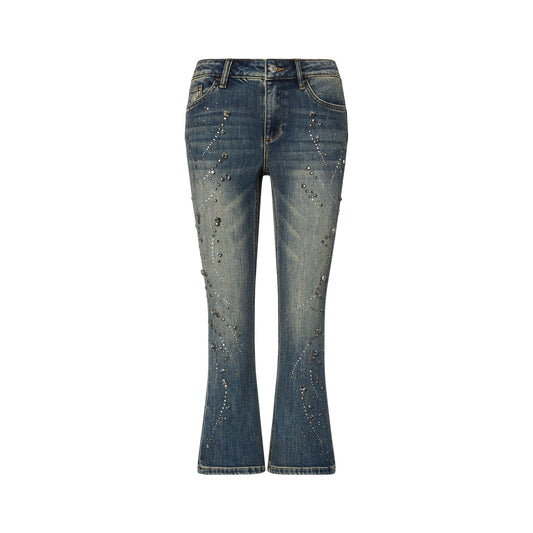 Jeans bootcut Donna con ricami gioiello