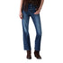 Jeans bootcut Donna con bottoni gioiello modella frontale