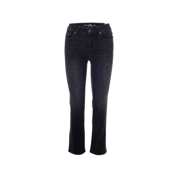 Jeans Donna Nero, dritto, con strass decorativi 