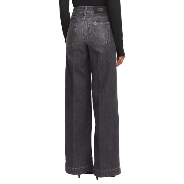 Jeans Donna a zampa in denim nero retro