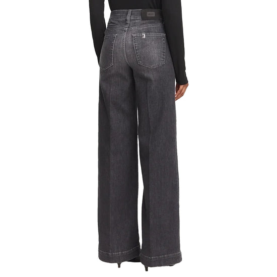 Jeans Donna a zampa in denim nero retro
