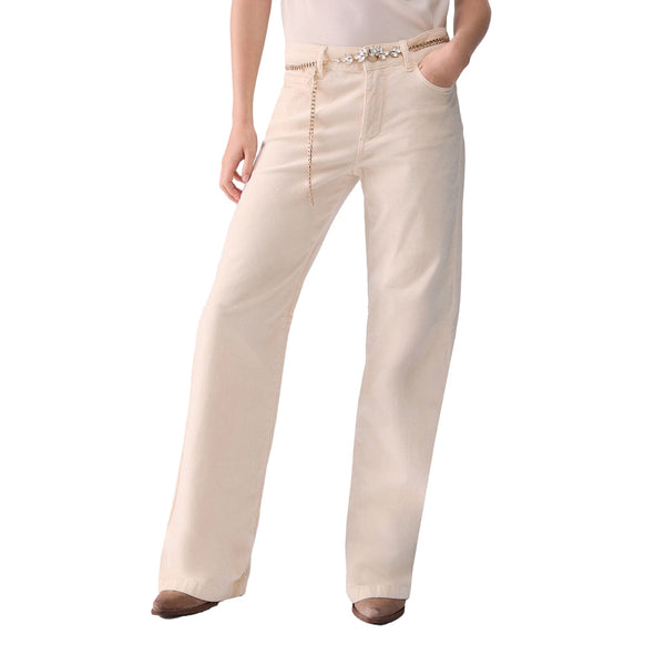 Pantalone flare Donna in velluto, modella frontale