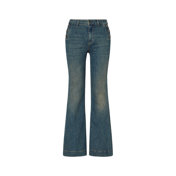 Jeans flare Donna con bottoni gioiello