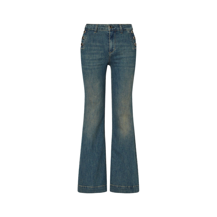 Jeans flare Donna con bottoni gioiello