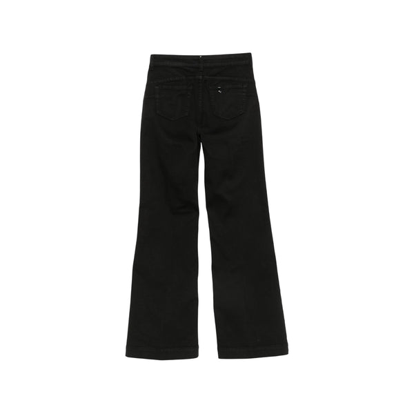 Jeans Donna svasato, dal lavaggio Nero, con bottoni 