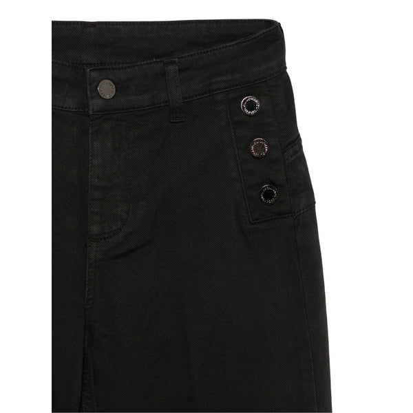 Jeans Donna svasato, dal lavaggio Nero, con bottoni 
