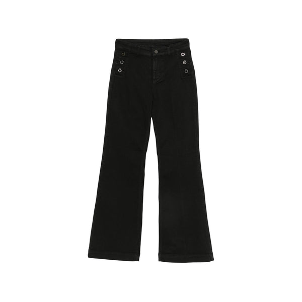 Jeans Donna svasato, dal lavaggio Nero, con bottoni 