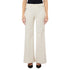Pantalone Donna panna con bottoni decorativi, modella frontale