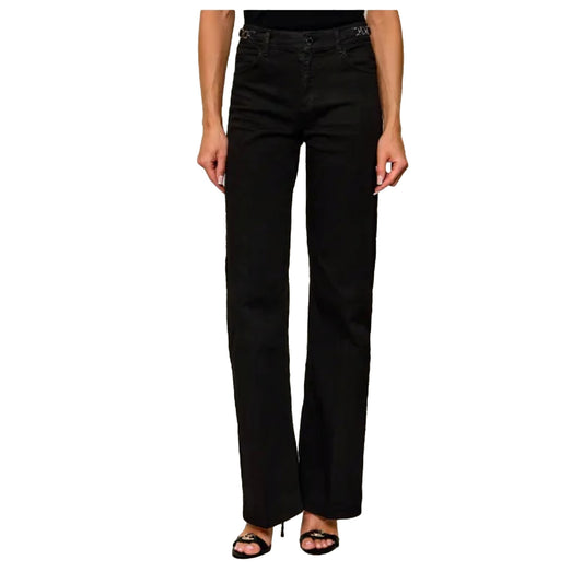 Pantalone straight Donna con dettaglio cintura nero