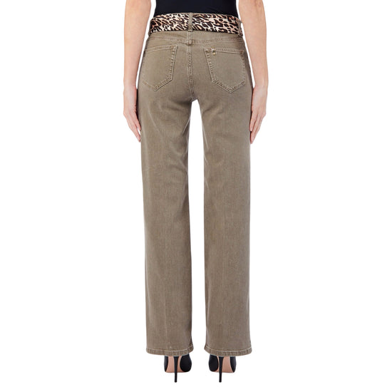 Jeans Donna Beige, cinque tasche, a vita alta