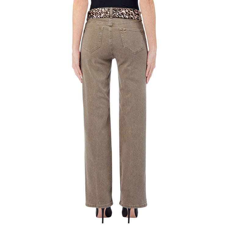 Jeans Donna Beige, cinque tasche, a vita alta