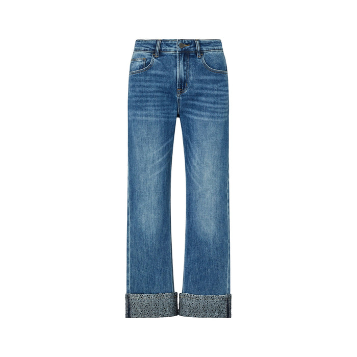 Jeans Donna con risvolto con microstrass