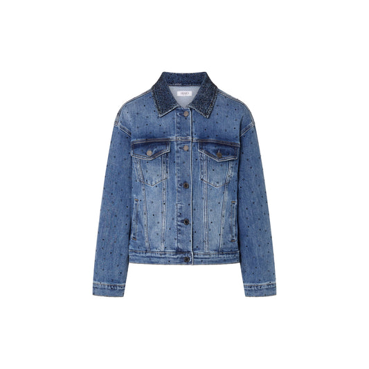 Giubbino Donna in denim con strass