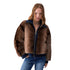 Giubbotto Donna in denim e pelliccia modella frontale