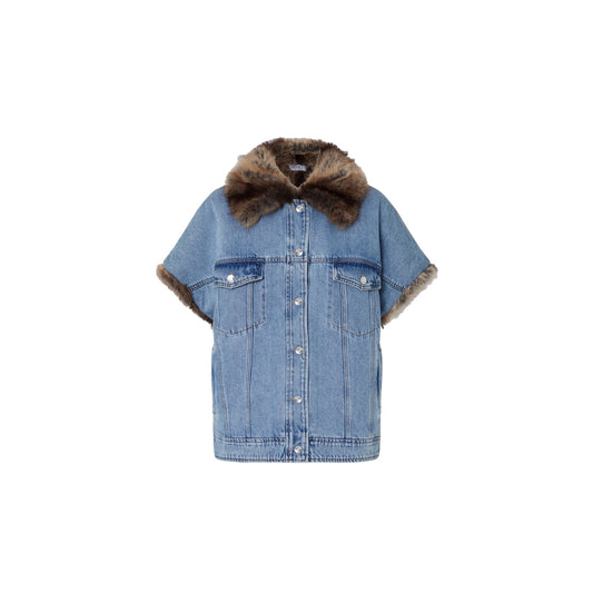 Gilet Donna in denim con dettagli teddy