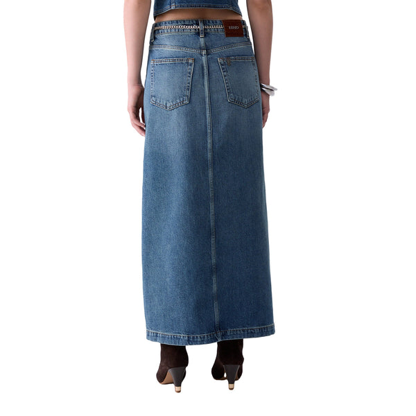 Gonna lunga Donna in denim modella retro