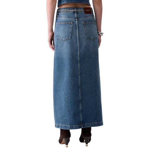 Gonna lunga Donna in denim modella retro