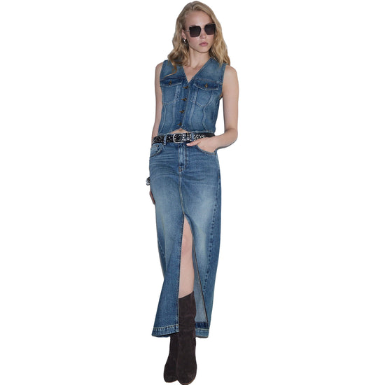 Gonna lunga Donna in denim modella intera frontale