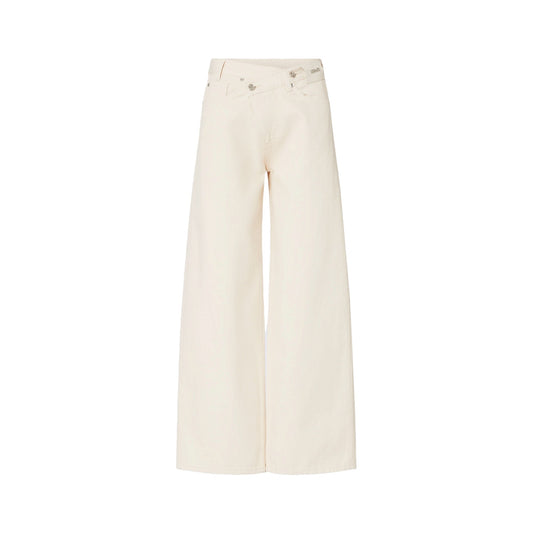 Pantalone Donna con vita asimmetrica beige chiaro