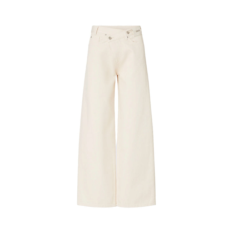 Pantalone Donna con vita asimmetrica beige chiaro