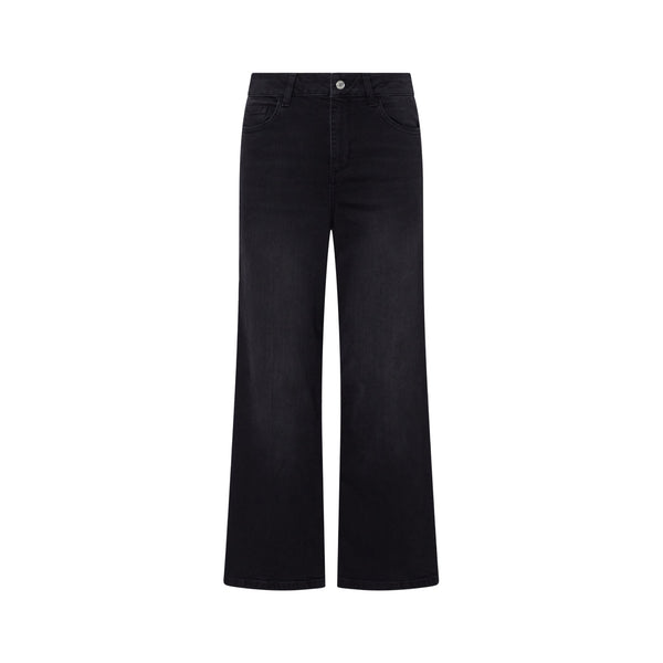 Pantalone Donna flare cropped in denim nero