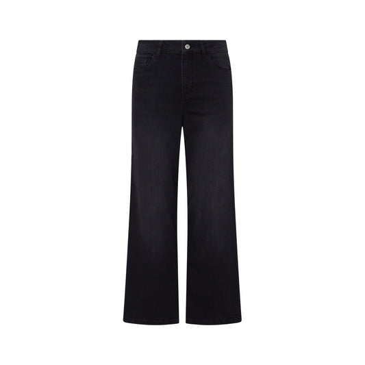 Pantalone Donna flare cropped in denim nero