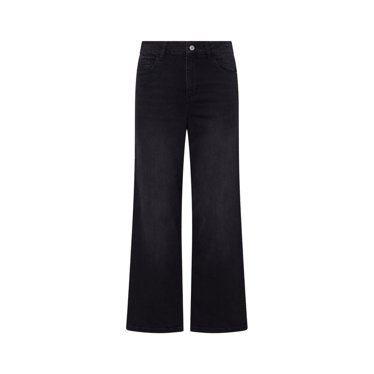 Pantalone Donna flare cropped in denim nero