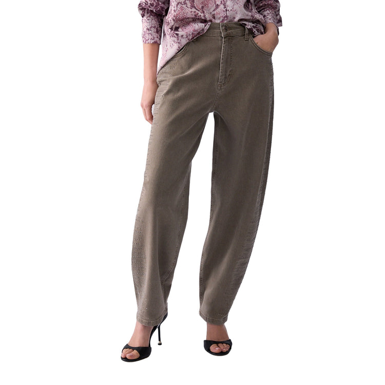 Pantalone balloon Donna con strass modella frontale