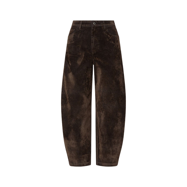 Pantaloni Donna balloon in velluto marrone