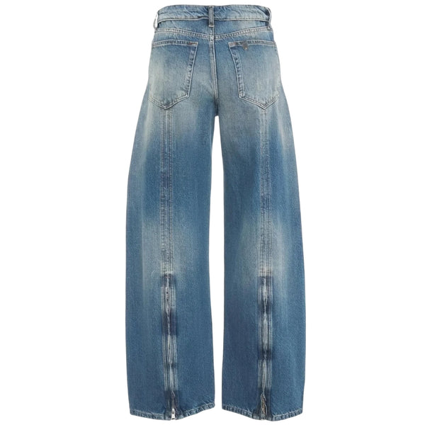 Jeans Donna in denim di cotone, con gamba ampia 