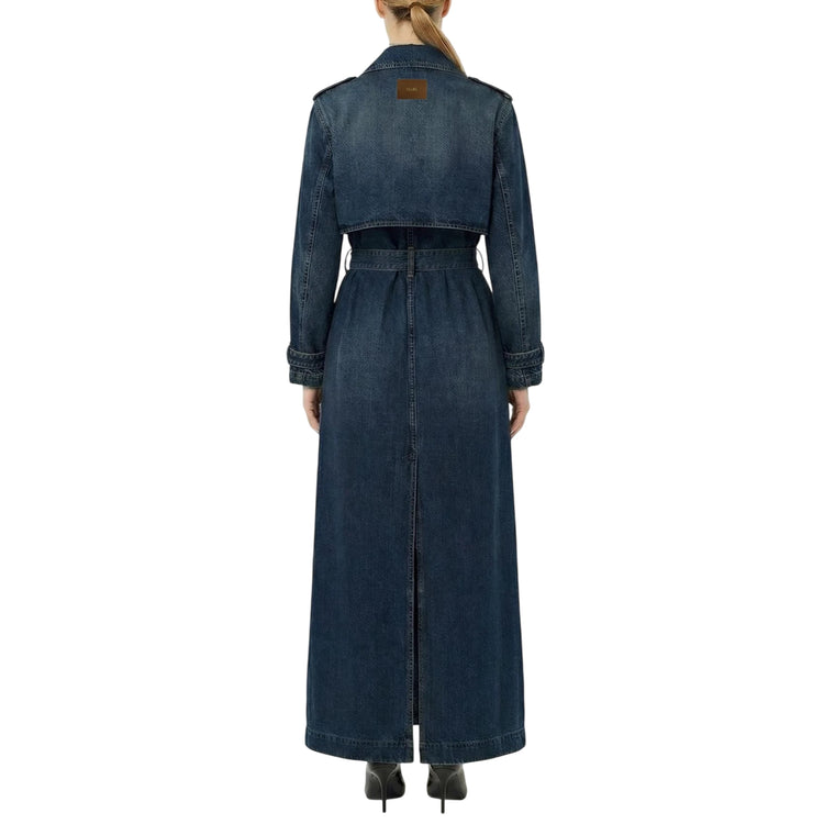 Trench lungo Donna in denim  retro