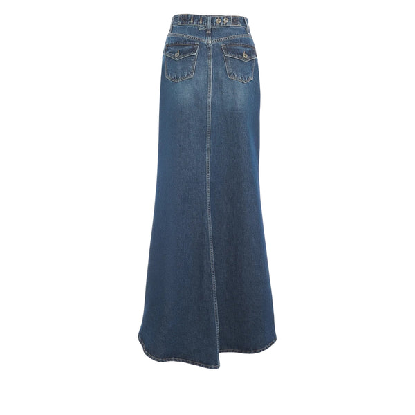 Gonna lunga Donna in denim con spacco retro