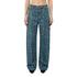Jeans Donna pitonato Blu, con gamba ampia