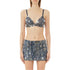 Bralette Donna in denim di cotone, con strass decorativi