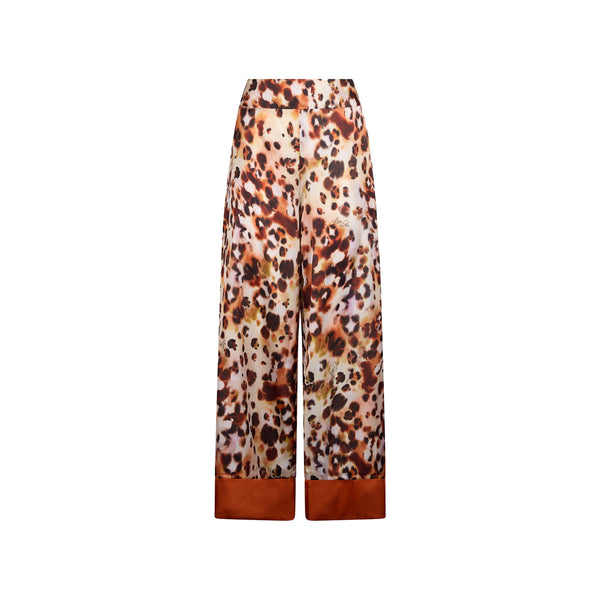 Pantaloni Donna in raso stampato animalier