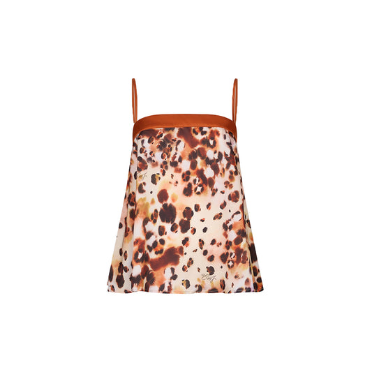 Top Donna in raso stampato animalier