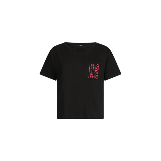 T-shirt Donna in nero con taschino logato