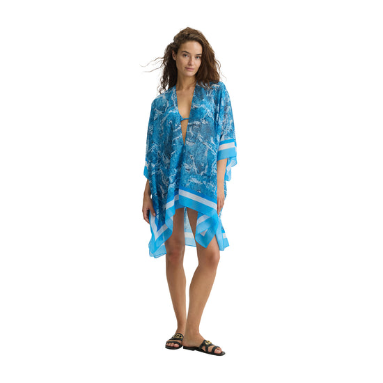 Copricostume Donna con stampa jeans modella frontale
