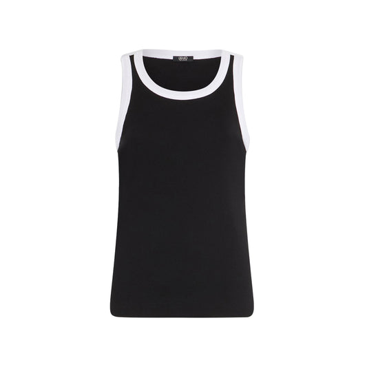 Top Donna a costine Nero