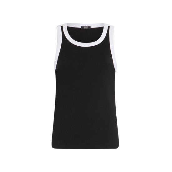 Top Donna a costine Nero