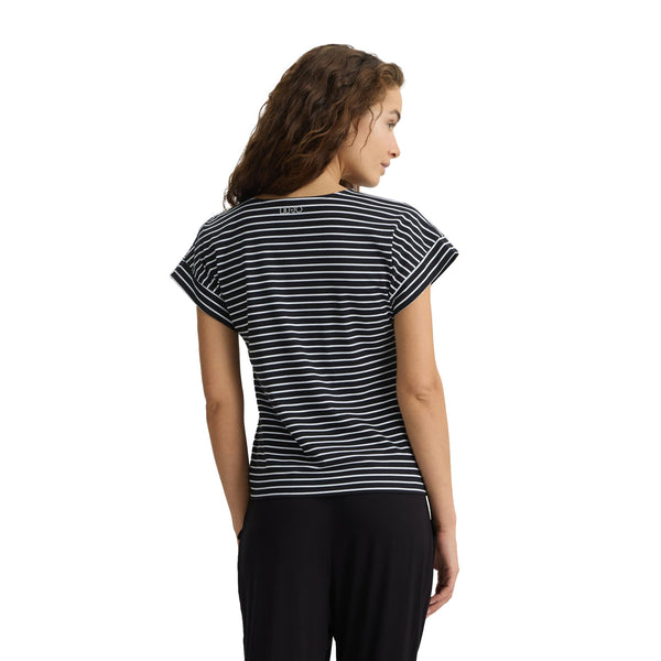 T-shirt a righe Donna con maniche ad aletta modella retro