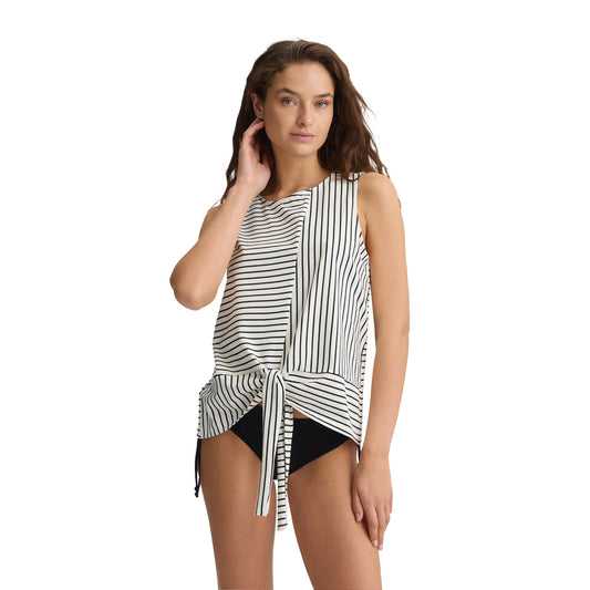 Top a righe Donna con fiocco davanti modella frontale