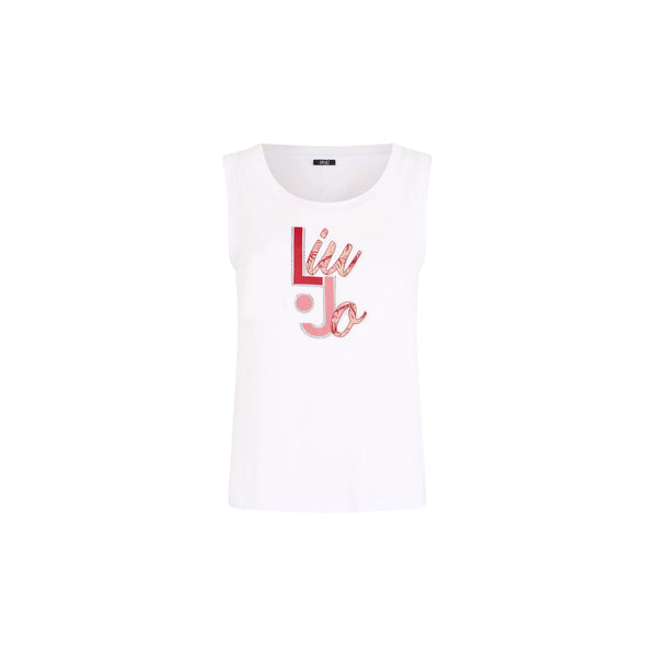 Top Bianco da Donna con logo e strass